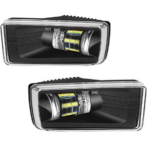 LED Fog Lights Compatible With 2007-2014 Chevy Silverado 2007-2015 Suburban 2007-2013 Avalanche 2007-2013 Tahoe 2010-2013 GMC Yukon Pick Up Truck Bumper Driving Lamps