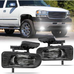 RAMJET4X4 DOT LED Fog Lights Assembly Fog Lamps Replacement Compatible with 1999-2002 GMC Sierra, 2000-2006 GMC Yukon/Yukon XL Pickup Truck, with Bulbs 899 Clear Lens