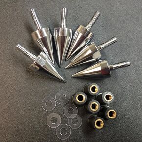 SEMT-Universal Chrome Motorcycle Spike Bolts with Mounting Parts Compatible with Windscreen Fairings License Plate [B074NVVQZD]