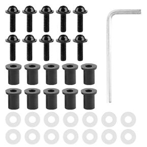 mounting bolts windshield bass tracker boat Qiilu Windshield Bolts Kit, 10pcs Motorcycle Windshield Bolts Nut Washers Universal Motorbike Fairing Mounting Kit(Black)