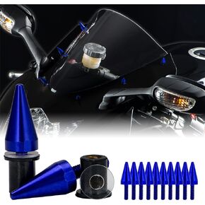 AeroBon 10 Pieces Aluminum Spike Motorcycle Windscreen Bolts/Windshield Screws (Black)