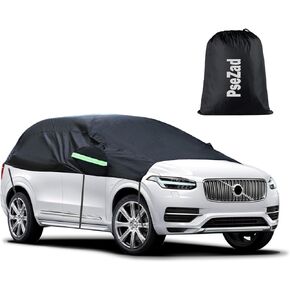 Universal Half Car Cover Waterproof All Weather, Black Car Covers for Automobiles Outdoor Indoor for All Season Waterproof Dustproof Uv Resistant Snowproof Fit for Sedan