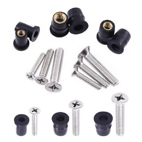 108Pcs M4 M5 M6 Neoprene Well Nuts with Stainless Steel Screws Bolts Rubber Well Nuts Fairing Fasteners Assortment Kit for Motorcycle Kayak Boats