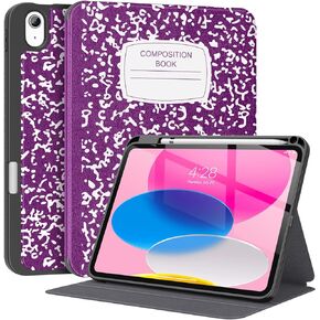 Supveco Case for ipad 10th Generation 10.9 Inch 2022 with Pencil Holder-[Multi Viewing Angles+Auto Wake/Sleep], Premium Folio Stand Case with Soft TPU Back Cover for iPad 10th Gen 2022-Book