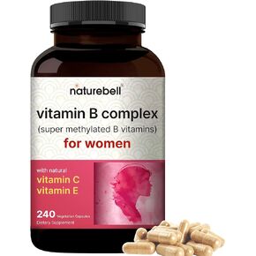 Vitamin B Complex for Women, 240 Veggie Capsules | Super Methylated B Vitamins | B 12, Folate, Biotin & More – with Natural Vitamin C, E, Choline, & Inositol – Immune, Energy, & Prenatal Support