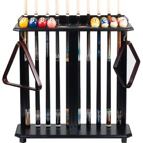Collapsar Pool Stick Holder Floor Stand,Pool Cue Rack Holds Cue Stick & Billiard Accessiores,Solid Wood Corner Stand Pool Cue Holder