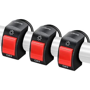 3 Pieces Motorcycle Headlight Switch Handlebar Toggle Switch 7/8 Inch 22 mm 12v on off Push Button for U5 U7 U2 Motorcycles Scooter Electromobile, Red