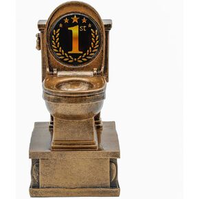 Decade Awards Gold Toilet Bowl Action Pedestal Trophy - 7 Inch Tall - 1st 2nd 3rd, Bowling, Chili Cook Off, Cornhole, Disc Golf, Golf, Last Place, March Madness, FFL, Poker - Plate On Request in Kuwait