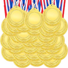 Kigeli Blank Award Medals with Neck Ribbons Design Your Own Medals Kit Cheer Medals Participation Trophy Metal Winner Medals Award Prize for Kids Adults Sports School