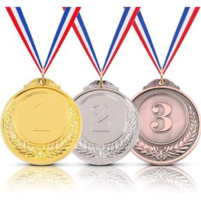 Hilitchi Gold Silver Bronze Award Medals with Ribbon Winner Awards Olympic Style for Kids School Sports Meeting Sports Events or Celebration Souvenir
