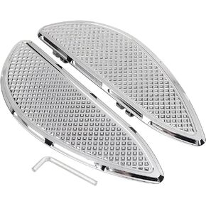 2 Pcs Chrome Motorcycle Driver Stretched Floorboards Front Footboards for Harley Touring Road King Electra Street Glide Classic Trike Softail FL FLD