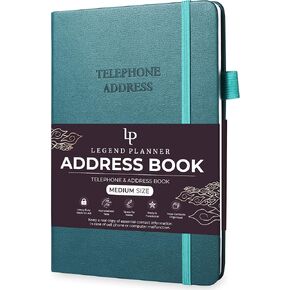 Legend Planner Address Book with Alphabetical Tabs – Mini Telephone Contacts Book for Phone Numbers, Addresses, Passwords, Small (Purple)