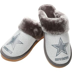 FOCO Womens NFL Team Logo Glitter Open Back Moccasin
