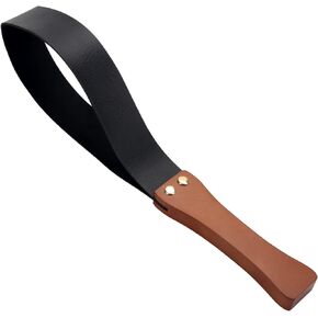 Riding Crop for Horses, Leather Paddle with Anti-Slip Wooden Handle, 19'' Equestrianism Crops