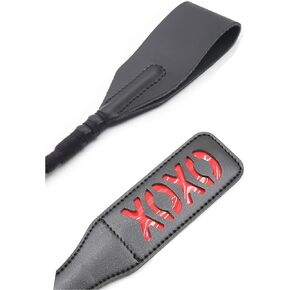 Black Riding Crop 18" Faux Leather Paddle Whip 12" Riding Set Whip Double Layer Durable Riding Whip for