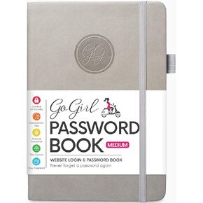 GoGirl Password Book with Alphabetical tabs - Internet Address & Password Keeper Logbook for Password Organization. Journal Notebook for Saving Website Logins Pocket Size 4.0"x5.5", Black