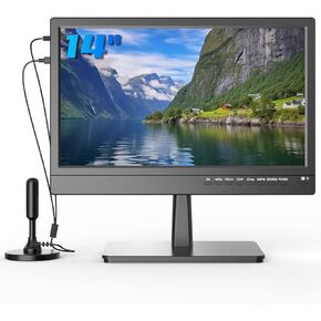 14 inch Small Flat Screen Kitchen TV with Antenna ATSC Tuner/USB/HDMI/AV/VGA, Built-in TV Stand and Remote Control for Car,RV,Camping,Outdoor or Office