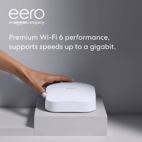 جهاز توجيه Amazon eero Pro 6 ثلاثي الموجات شبكي معتمد ومُجدد ومُعتمد ومزود بشبكة Wi-Fi 6 مع مركز Zigbee للمنزل الذكي المدمج