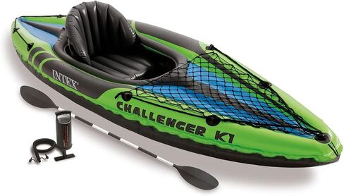 Intex Challenger K2 2 Person Inflatable Kayak and Challenger K1 1 Person Inflatable Kayaks with Aluminum Oars and Hand Pump, (2 Pack) in Saudi Arabia