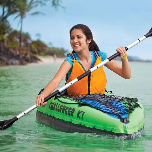 Intex Challenger K2 2 Person Inflatable Kayak and Challenger K1 1 Person Inflatable Kayaks with Aluminum Oars and Hand Pump, (2 Pack) in Saudi Arabia