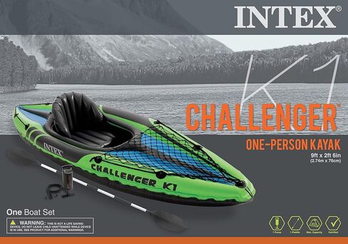 Intex Challenger K2 2 Person Inflatable Kayak and Challenger K1 1 Person Inflatable Kayaks with Aluminum Oars and Hand Pump, (2 Pack) in Saudi Arabia