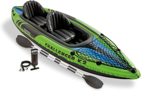 Intex Challenger K2 2 Person Inflatable Kayak and Challenger K1 1 Person Inflatable Kayaks with Aluminum Oars and Hand Pump, (2 Pack) in Saudi Arabia