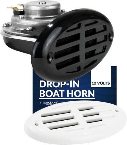 Five Oceans 316 Stainless Steel Boat Horn, Marine Drop-in Hidden Horn with Black and White Grills, 12-Volts - 110+5 dB, for Boats, RVs, Buses, and Trucks - FO3914 in Saudi Arabia