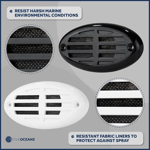 Five Oceans 316 Stainless Steel Boat Horn, Marine Drop-in Hidden Horn with Black and White Grills, 12-Volts - 110+5 dB, for Boats, RVs, Buses, and Trucks - FO3914 in Saudi Arabia