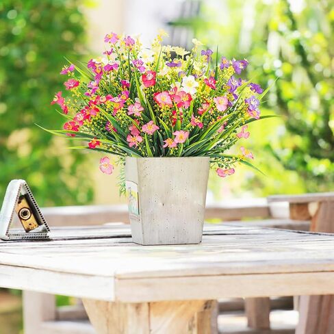 Artificial Flowers Outdoor Fake Flowers UV Protection Simulation Plants Spring/Summer Decoration Garden Porch Window Frame Decoration (12 Bundles, Multicolour) in Saudi Arabia