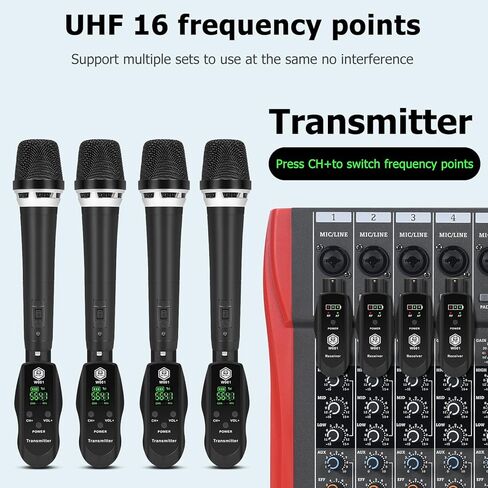 INMix New UHF Wireless XLR Transmitter and Receiver with 48V Power Supply,Rechargeable Mic Adapter 16 Channels 196ft Range for Dynamic/Condenser Microphone,Audio Mixer,Electric Guitar Bass in Kuwait