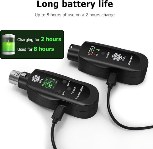 INMix New UHF Wireless XLR Transmitter and Receiver with 48V Power Supply,Rechargeable Mic Adapter 16 Channels 196ft Range for Dynamic/Condenser Microphone,Audio Mixer,Electric Guitar Bass in Kuwait