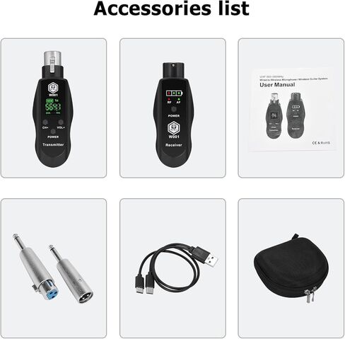 INMix New UHF Wireless XLR Transmitter and Receiver with 48V Power Supply,Rechargeable Mic Adapter 16 Channels 196ft Range for Dynamic/Condenser Microphone,Audio Mixer,Electric Guitar Bass in Kuwait