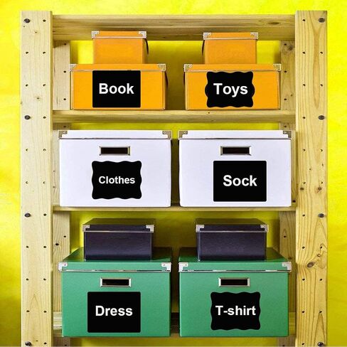 Extra Large Chalkboard Labels, Waterproof Adhesive Fancy Rectangles Chalkboard Stickers, Erasable & Reusable Black Board Sticker for Big Bins Boxes Jars Containers - 7'' X 5'', Pack of 18 in Kuwait