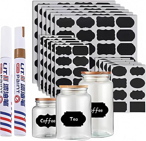 244 Premium Chalkboard Labels Bulk Includes 2 Chalk Marker，Reusable, Removable,Parties Decoration, Craft Rooms, Weddings, Storage, Marker for Mason Jars, Organize Your Home & Kitchen，Blackboard Stick in Saudi Arabia