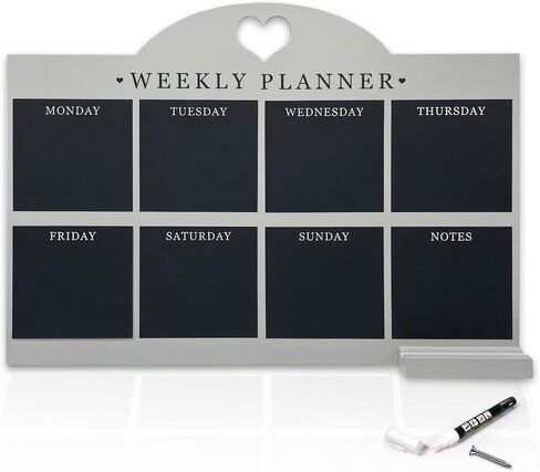 Empire Weekly Planner and Menu Board for Kitchen, Work Planner Blackboard, Wall Mounted Daily Planner with a Pen, to Do List, Dry Erase Meal Planner with White Cloth for Office & Home (Large, Blue) in Saudi Arabia