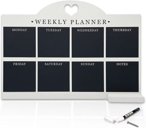 Empire Weekly Planner and Menu Board for Kitchen, Work Planner Blackboard, Wall Mounted Daily Planner with a Pen, to Do List, Dry Erase Meal Planner with White Cloth for Office & Home (Large, Blue) in Saudi Arabia
