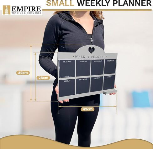 Empire Weekly Planner and Menu Board for Kitchen, Work Planner Blackboard, Wall Mounted Daily Planner with a Pen, to Do List, Dry Erase Meal Planner with White Cloth for Office & Home (Large, Blue) in Saudi Arabia