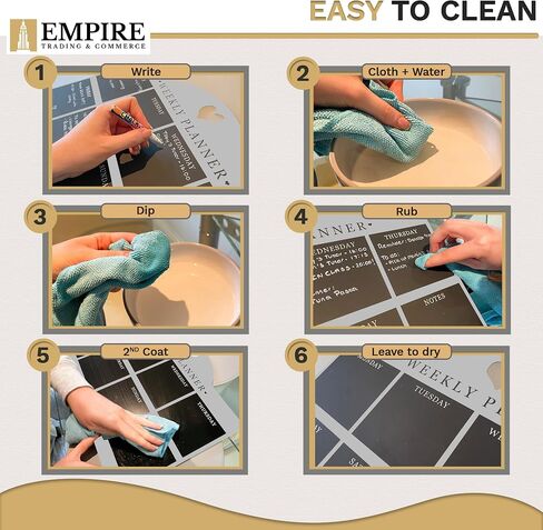Empire Weekly Planner and Menu Board for Kitchen, Work Planner Blackboard, Wall Mounted Daily Planner with a Pen, to Do List, Dry Erase Meal Planner with White Cloth for Office & Home (Large, Blue) in Saudi Arabia