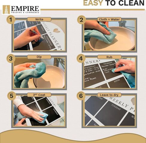 Empire Weekly Planner and Menu Board for Kitchen, Work Planner Blackboard, Wall Mounted Daily Planner with a Pen, to Do List, Dry Erase Meal Planner with White Cloth for Office & Home (Large, Blue) in Saudi Arabia