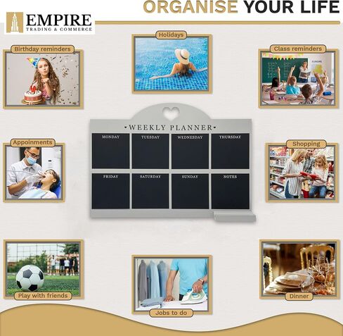 Empire Weekly Planner and Menu Board for Kitchen, Work Planner Blackboard, Wall Mounted Daily Planner with a Pen, to Do List, Dry Erase Meal Planner with White Cloth for Office & Home (Large, Blue) in Saudi Arabia