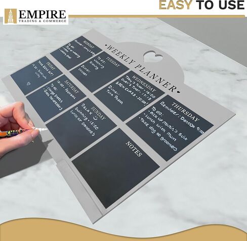 Empire Weekly Planner and Menu Board for Kitchen, Work Planner Blackboard, Wall Mounted Daily Planner with a Pen, to Do List, Dry Erase Meal Planner with White Cloth for Office & Home (Large, Blue) in Saudi Arabia