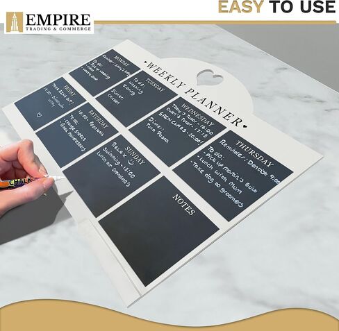 Empire Weekly Planner and Menu Board for Kitchen, Work Planner Blackboard, Wall Mounted Daily Planner with a Pen, to Do List, Dry Erase Meal Planner with White Cloth for Office & Home (Large, Blue) in Saudi Arabia