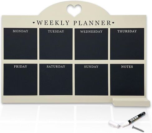 Empire Weekly Planner and Menu Board for Kitchen, Work Planner Blackboard, Wall Mounted Daily Planner with a Pen, to Do List, Dry Erase Meal Planner with White Cloth for Office & Home (Large, Blue) in Saudi Arabia