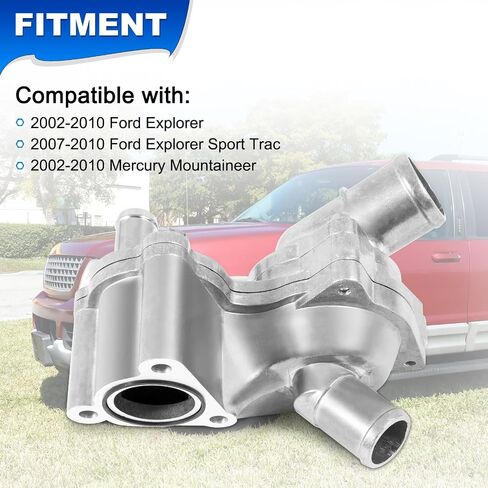 غلاف ترموستات ألومنيوم مطور متوافق مع 2002-2010 Ford Explorer و Explorer Sport Trac و Mercury Mountaineer V6 4.0L - يستبدل 2L2Z8592A in Saudi Arabia