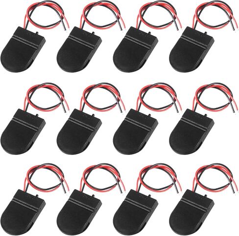 12PCS 1X 3V CR2032 Battery Holder Coin Button Cell Battery Holder Case with ON/Off Switch Lead Wire Type (White) in Saudi Arabia