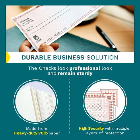High Security Check Paper - 50 Count, Blank Checks for Business with Artificial Watermarks, Compatible with QuickBooks, Check Stock Paper Printable with Laser & Inkjet - Red/Blue Mazed Check on Top in Saudi Arabia