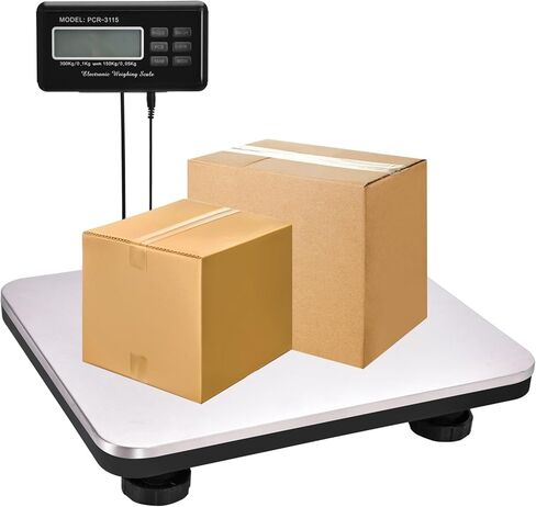 مقياس الشحن 660 رطل - مقياس بريدي رقمي LCD محمول عالي التحمل من الفولاذ المقاوم للصدأ للمستودعات الصناعية ومكتب البريد المنزلي 14.2 بوصة × 12 بوصة (الوحدات كجم/رطل/أونصة/رطل: أونصة) in Kuwait