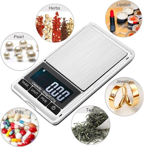 مقياس غرام رقمي دقيق، 0.001 أونصة/0.01 جرام 500 جرام، مقياس جيب صغير، موازين مجوهرات إلكترونية محمولة للوزن، فارغة، إيقاف تلقائي، فولاذ مقاوم للصدأ، شاشة بإضاءة خلفية بيضاء (البطارية متضمنة) in Kuwait
