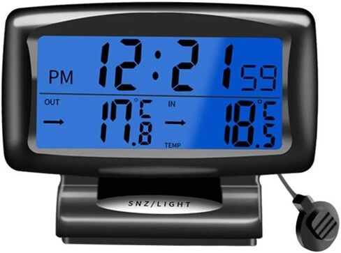 Car Digital Clock Thermometer, Multi-Functional Car Dashboard Thermometer with Backlight Display Mini Car Clock Thermometer Monitor for Indoor and Outdoor in Saudi Arabia