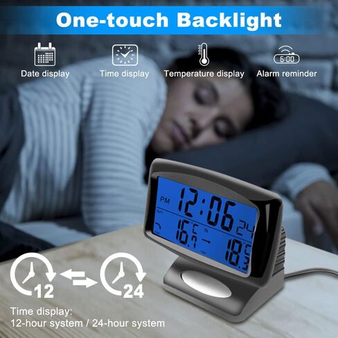 Car Digital Clock Thermometer, Multi-Functional Car Dashboard Thermometer with Backlight Display Mini Car Clock Thermometer Monitor for Indoor and Outdoor in Saudi Arabia